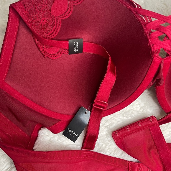 XO Plunge Push-Up Tattoo Lace Straight Back Bra 46D - Picture 11 of 16